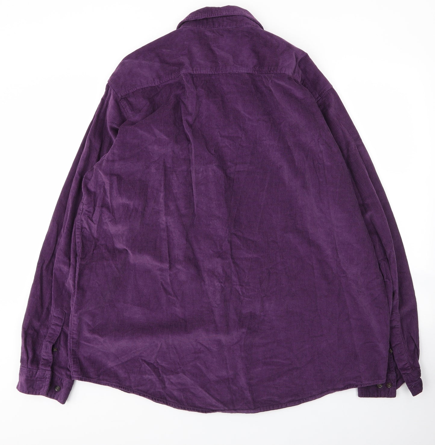 Cotton Traders Mens Purple  Cotton  Button-Up Size 2XL Collared Button