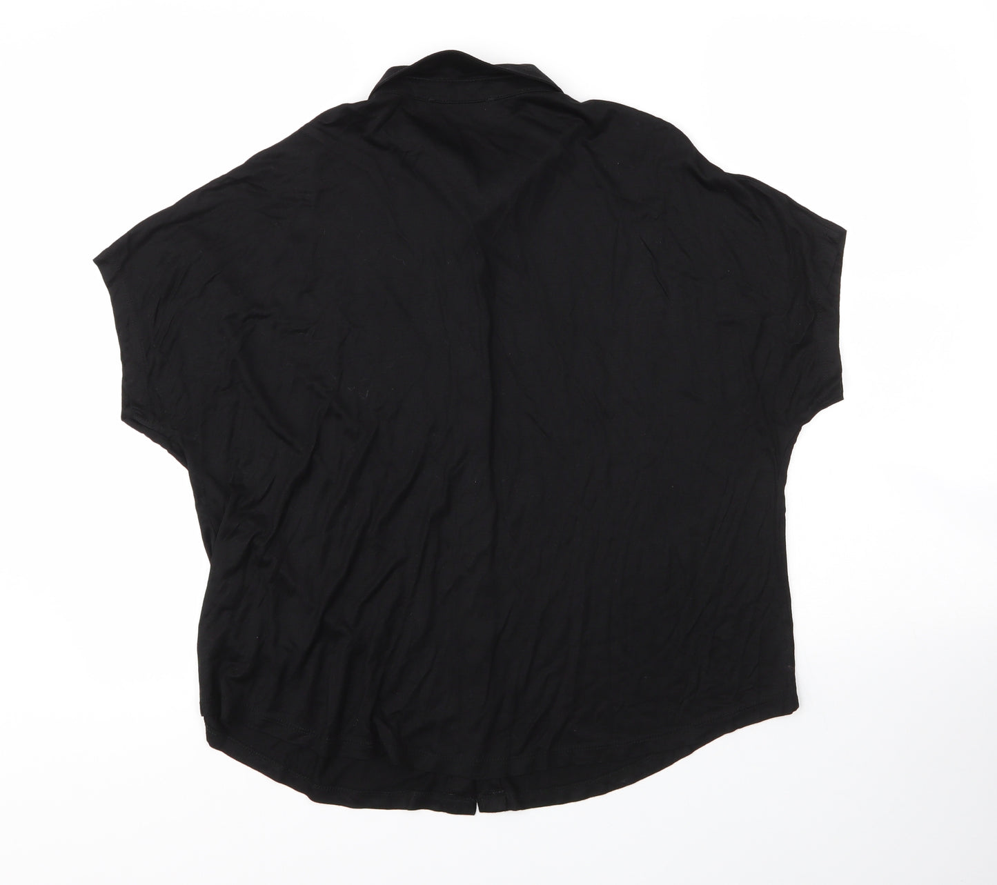 M&S Womens Black  Viscose Basic Blouse Size 16 Collared
