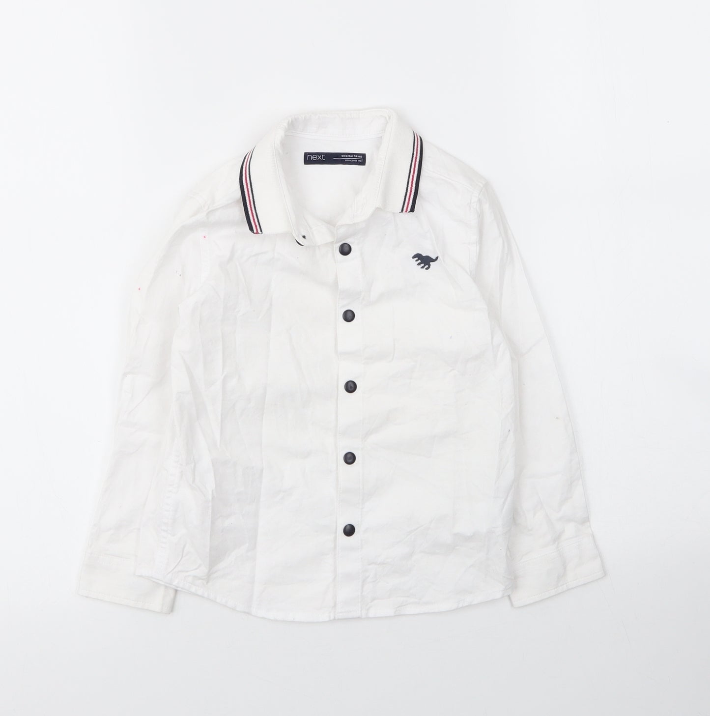 NEXT Boys White  Cotton Basic Button-Up Size 3 Years Collared Button