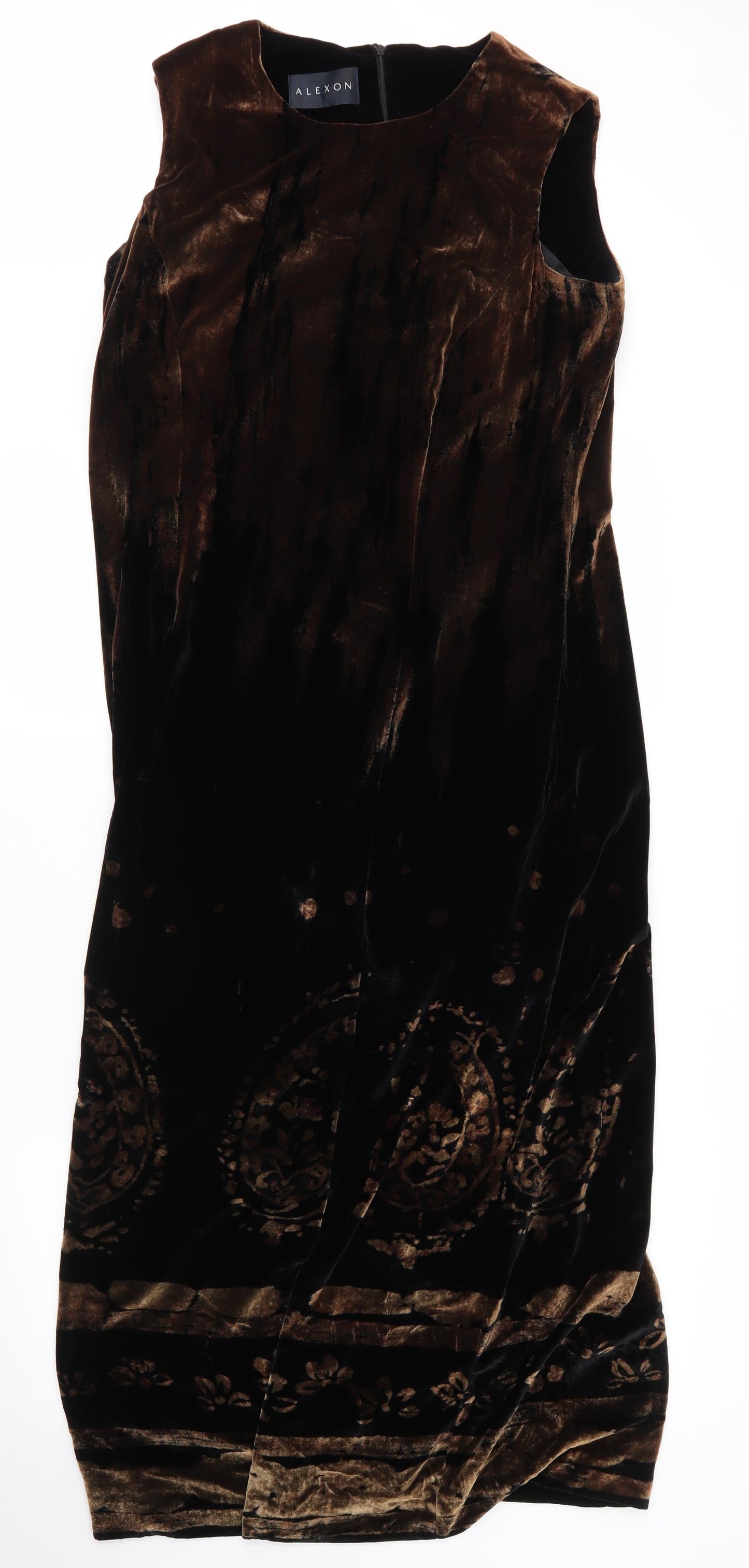 Alexon Womens Black Paisley Viscose Shift  Size 14  Round Neck Zip