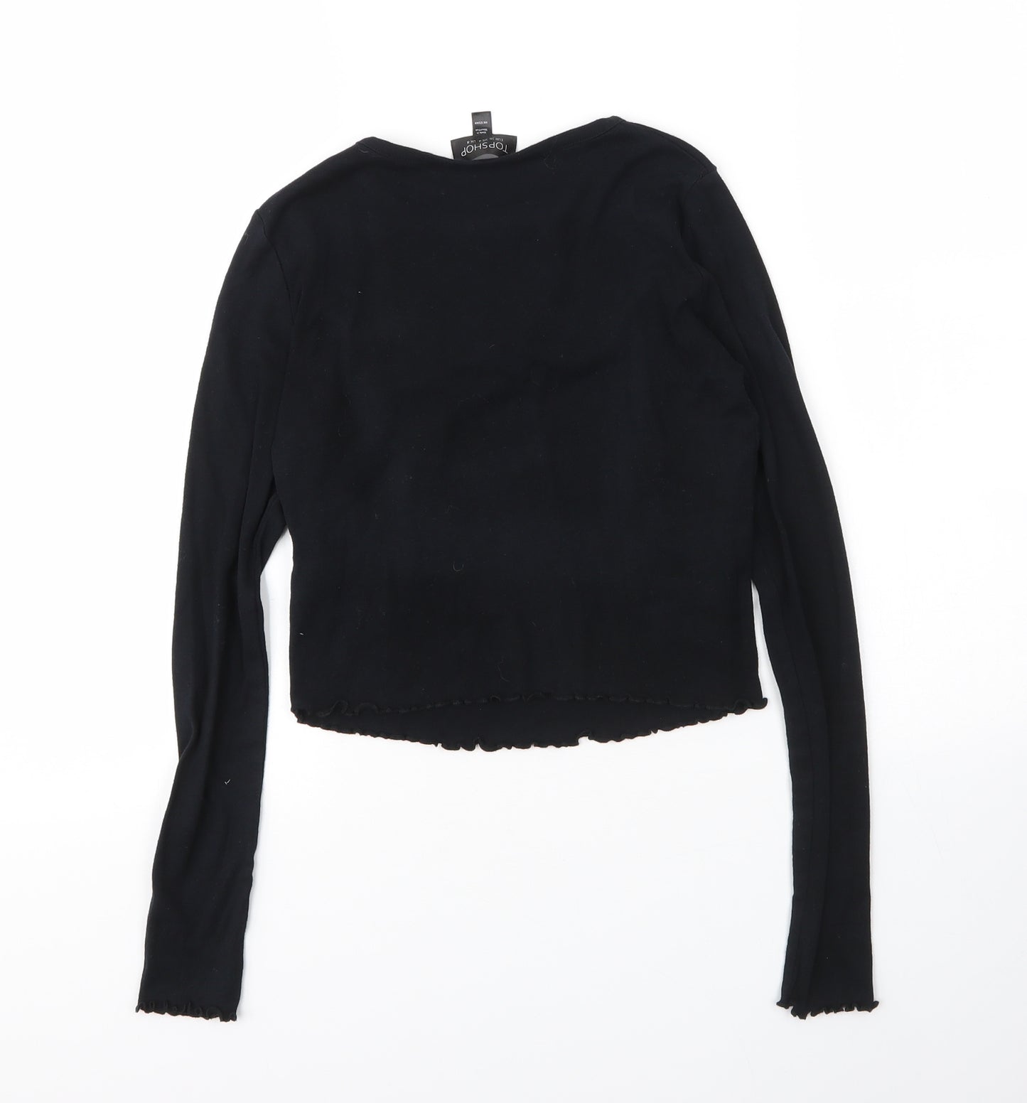 Topshop Womens Black  Cotton Basic T-Shirt Size 8 Round Neck