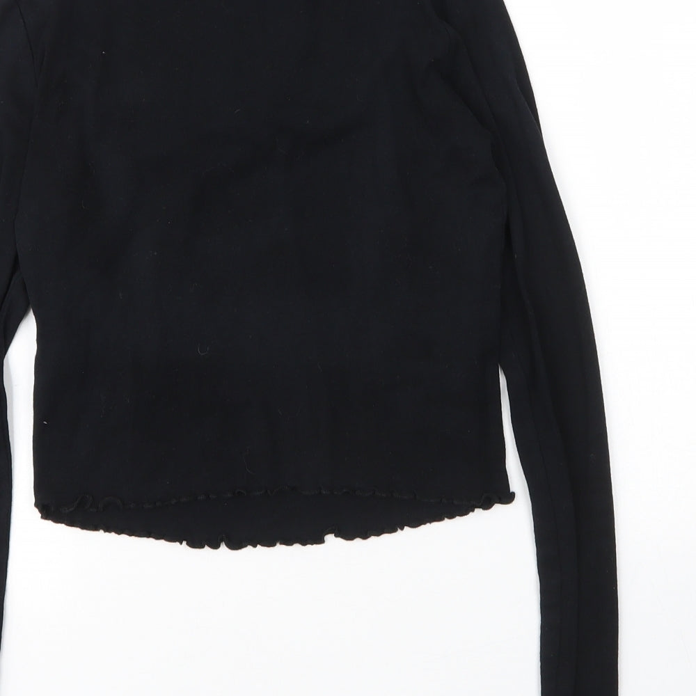 Topshop Womens Black  Cotton Basic T-Shirt Size 8 Round Neck