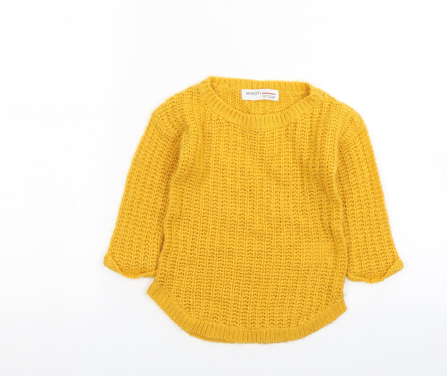 Minoti Girls Yellow  Acrylic Pullover Jumper Size 12-18 Months