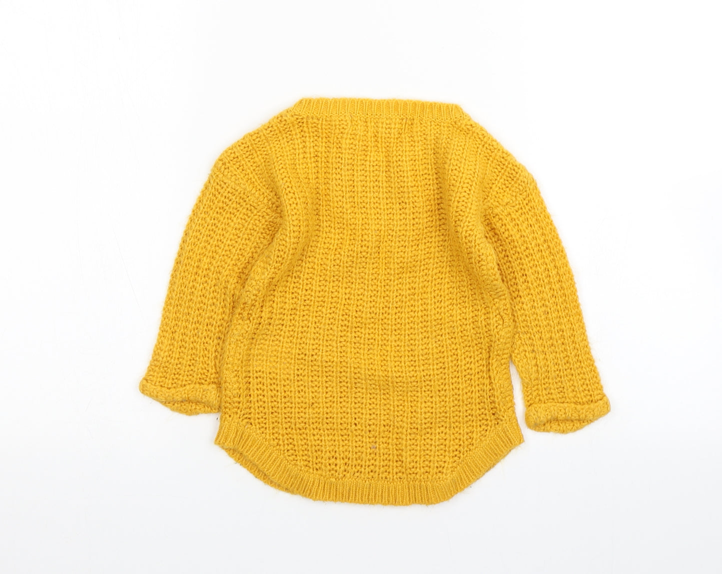 Minoti Girls Yellow  Acrylic Pullover Jumper Size 12-18 Months