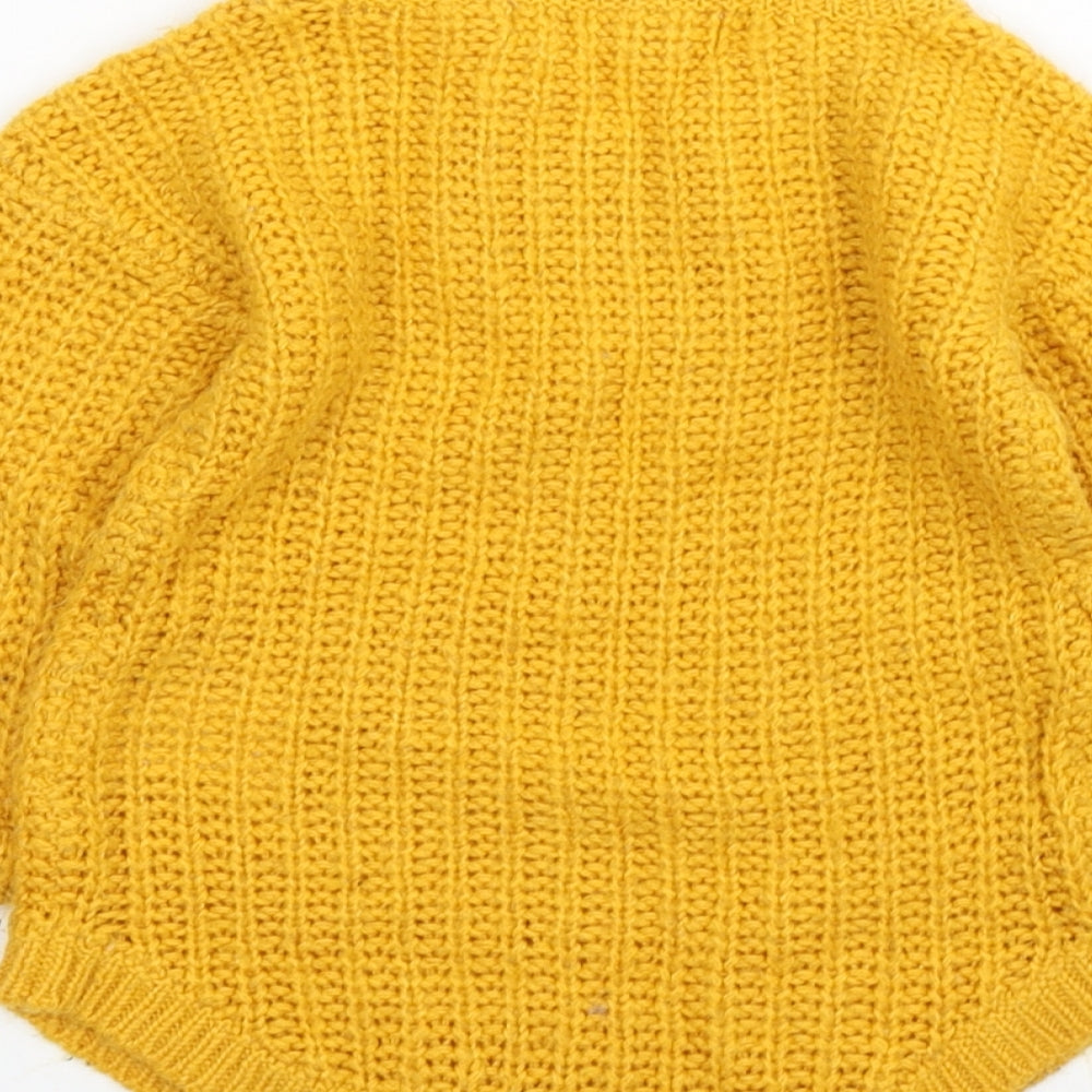 Minoti Girls Yellow  Acrylic Pullover Jumper Size 12-18 Months