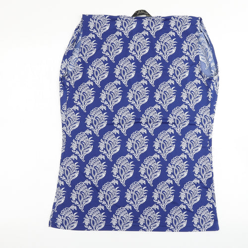 Originals Womens Blue Floral Polyester Basic Blouse Size 12 Round Neck