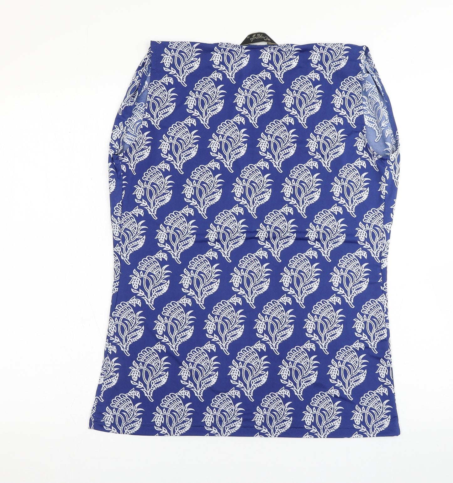Originals Womens Blue Floral Polyester Basic Blouse Size 12 Round Neck