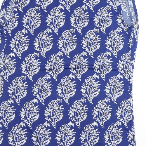 Originals Womens Blue Floral Polyester Basic Blouse Size 12 Round Neck
