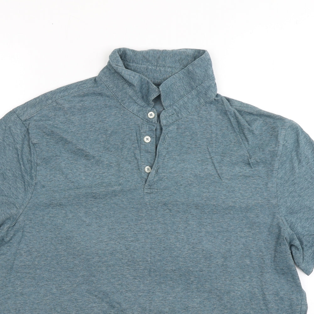 H&M Mens Green  Cotton  Polo Size L Collared