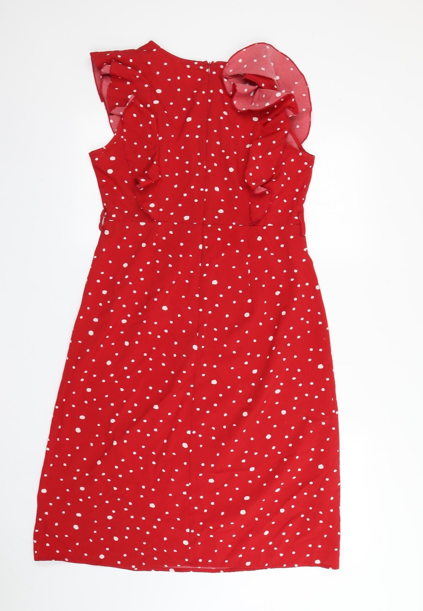 Shein  Womens Red Polka Dot Polyester A-Line  Size M  Round Neck