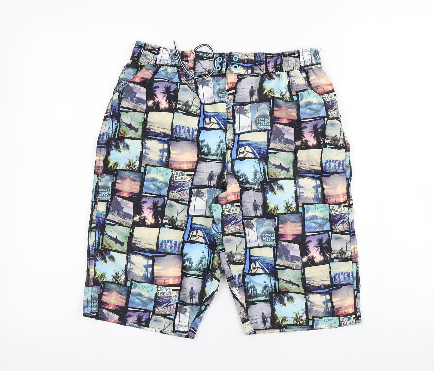 M&S Boys Multicoloured  Polyester Bermuda Shorts Size 13-14 Years  Regular  - Swim Shorts