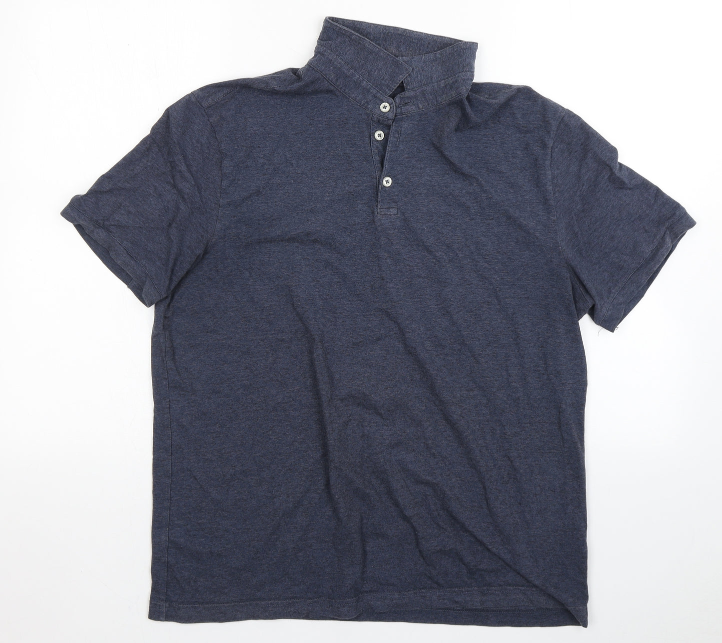 H&M Mens Blue  Cotton  Polo Size L Collared