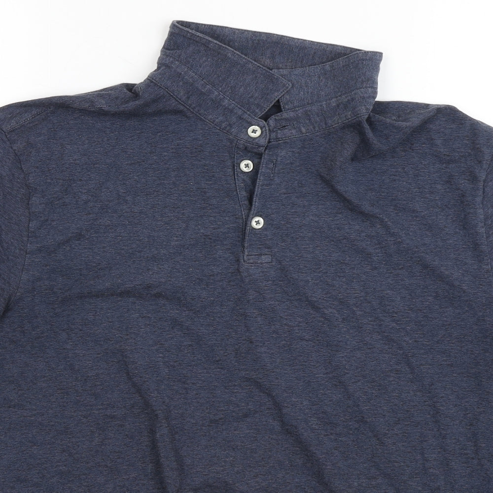 H&M Mens Blue  Cotton  Polo Size L Collared