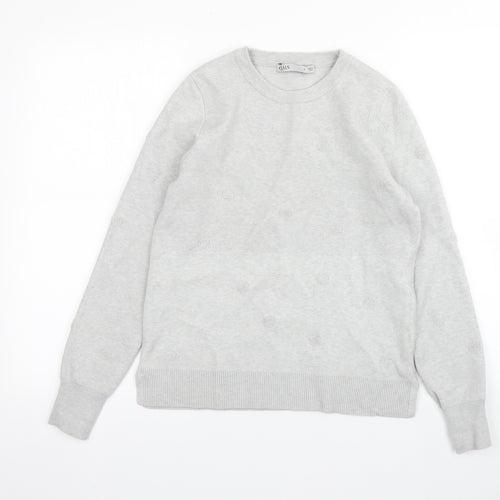 Oasis Womens Grey Round Neck   Pullover Jumper Size S
