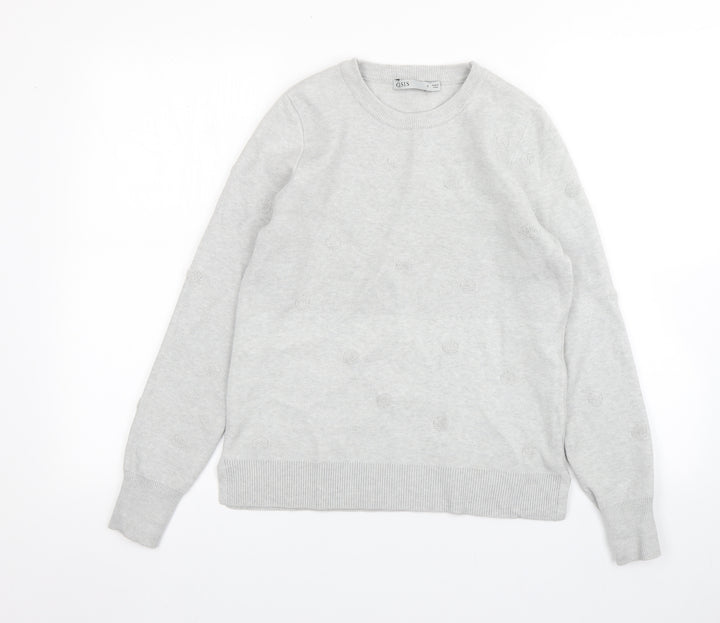 Oasis Womens Grey Round Neck Pullover Jumper Size S