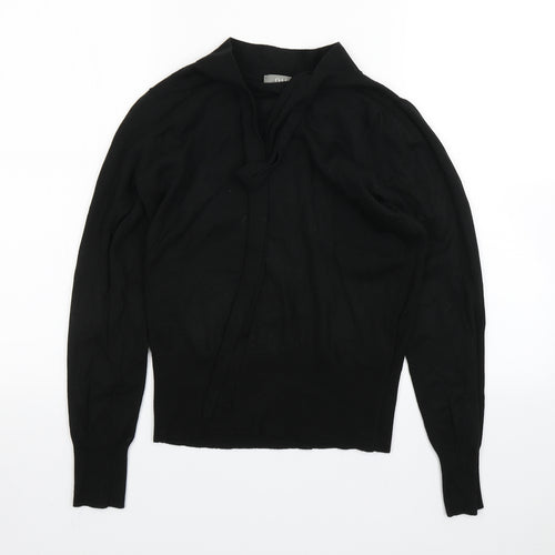 Oasis Womens Black Round Neck  Acrylic Pullover Jumper Size S