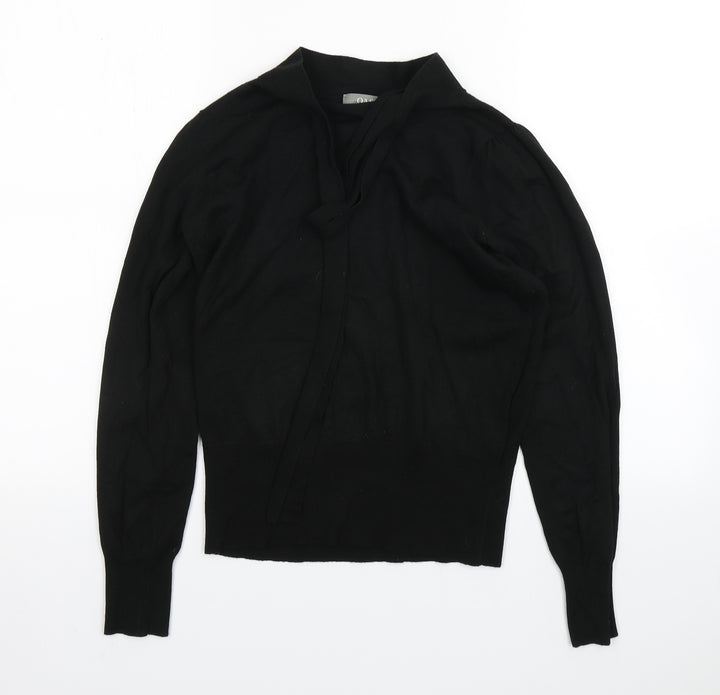 Oasis Womens Black Round Neck  Acrylic Pullover Jumper Size S