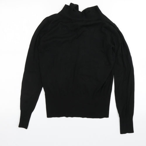 Oasis Womens Black Round Neck  Acrylic Pullover Jumper Size S