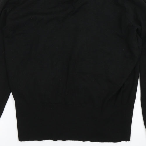 Oasis Womens Black Round Neck  Acrylic Pullover Jumper Size S