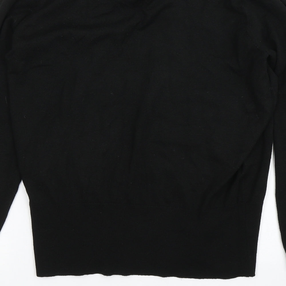 Oasis Womens Black Round Neck  Acrylic Pullover Jumper Size S