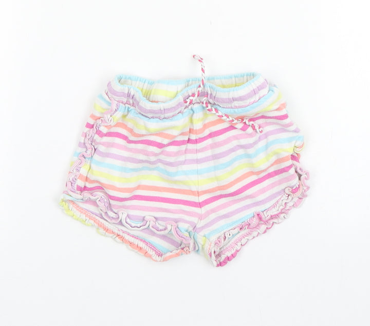 Matalan Girls Multicoloured Striped Cotton Sweatpants Trousers Size 18-24 Months - Shorts