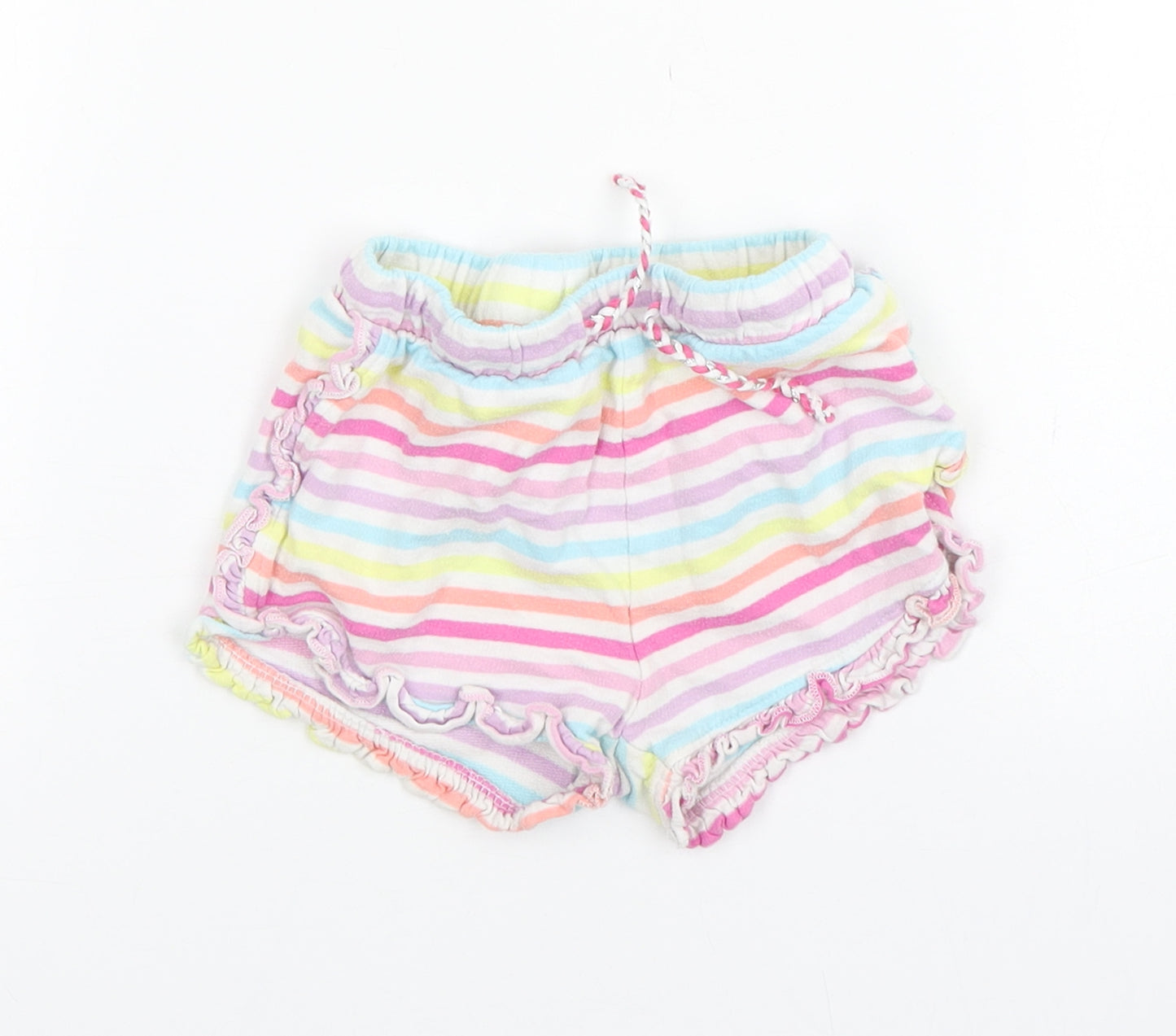 Matalan Girls Multicoloured Striped Cotton Sweatpants Trousers Size 18-24 Months   - Shorts