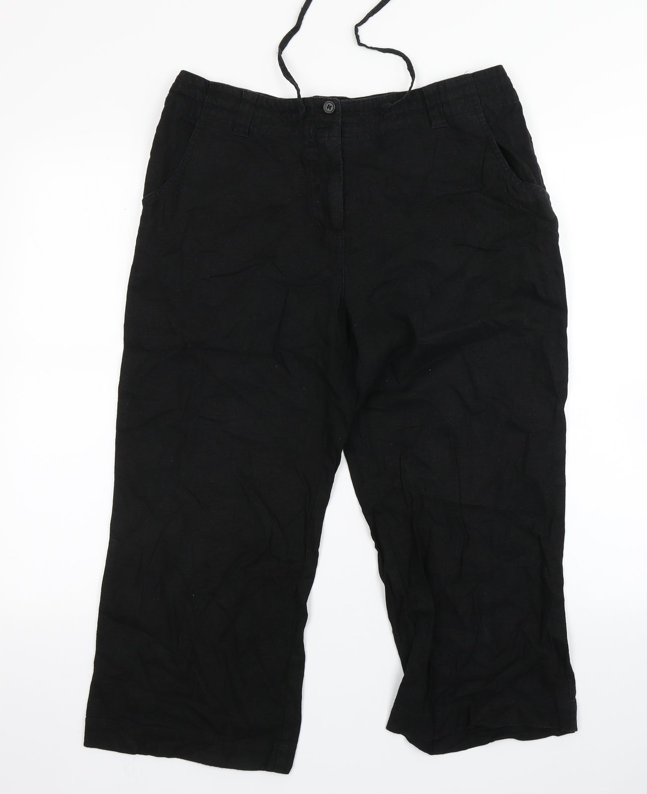 XE Womens Black  Viscose Cropped Trousers Size 16 L22 in Regular