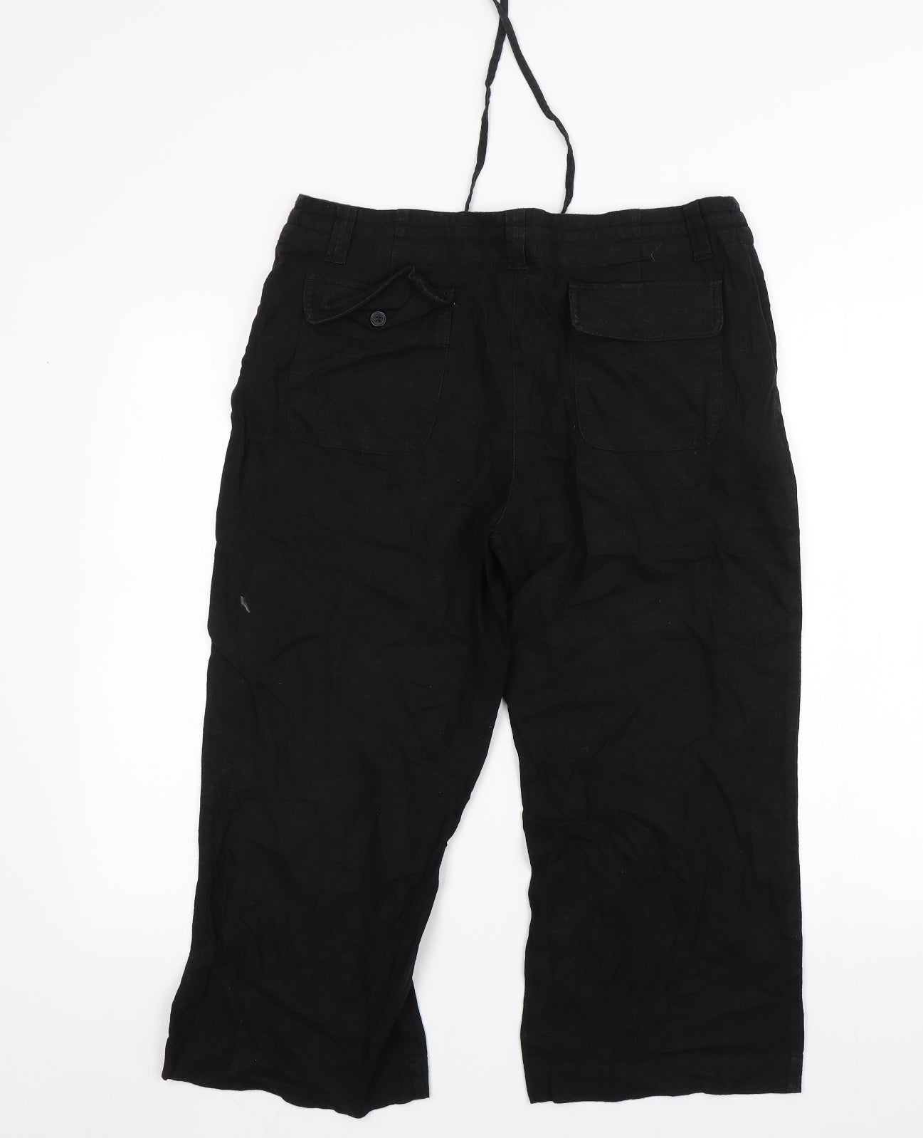 XE Womens Black  Viscose Cropped Trousers Size 16 L22 in Regular