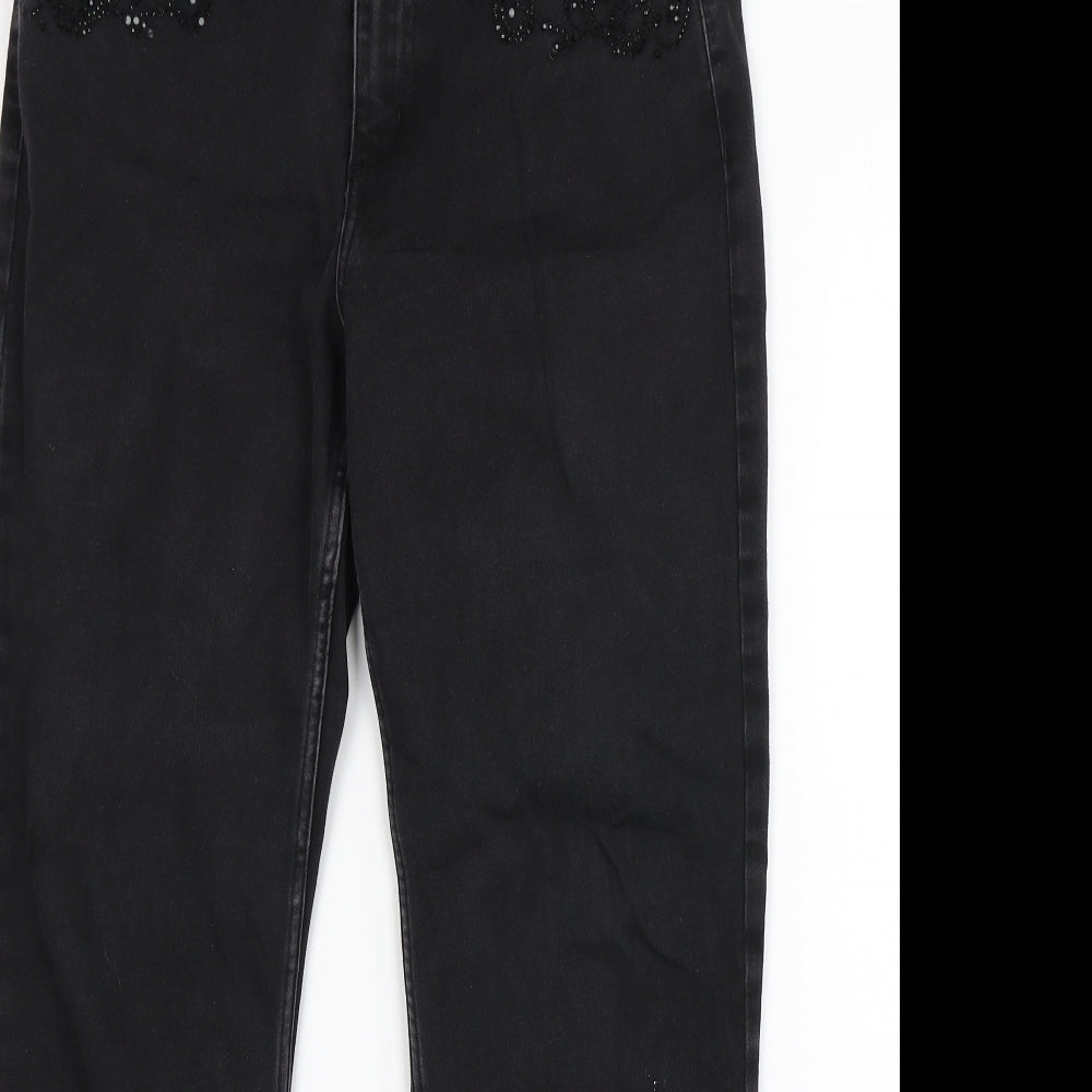 Per Una Womens Black  Cotton Skinny Jeans Size 14 L28 in Regular