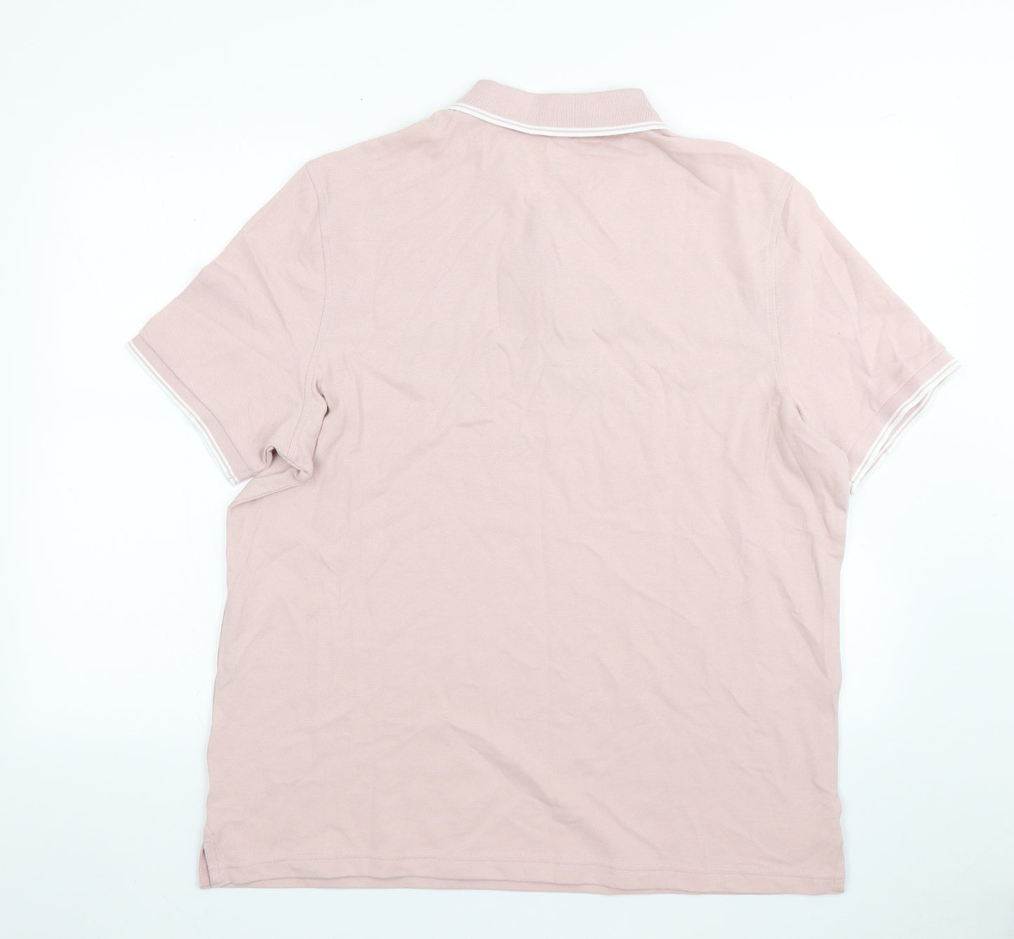 M&S Mens Pink  Cotton  Polo Size XL Collared