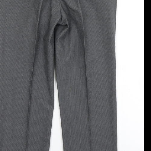 Burton  Womens Grey Striped Polyester Trousers  Size 36 L30 in Regular