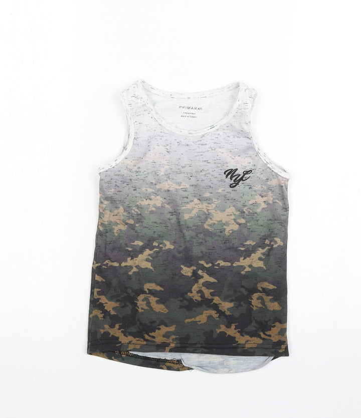 Primark Boys Multicoloured Camouflage Polyester Basic Tank Size 5-6 Years Round Neck