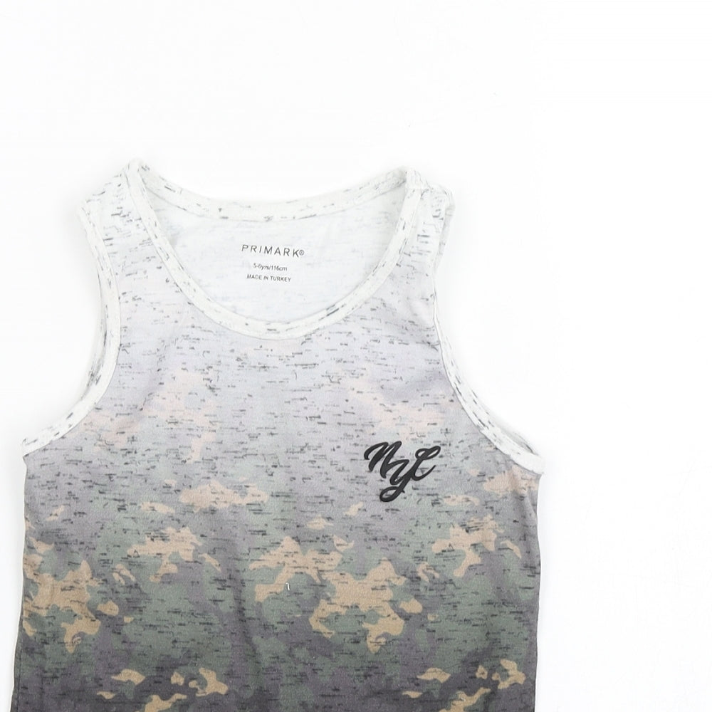 Primark Boys Multicoloured Camouflage Polyester Basic Tank Size 5-6 Years Round Neck