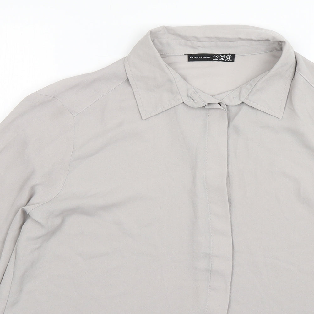 Atmosphere Womens Grey  Polyester Basic Button-Up Size 14 Collared