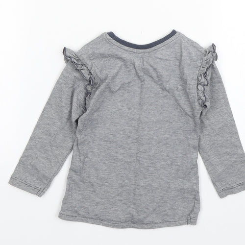 Nutmeg Girls Grey Striped Cotton Basic T-Shirt Size 12-18 Months Round Neck