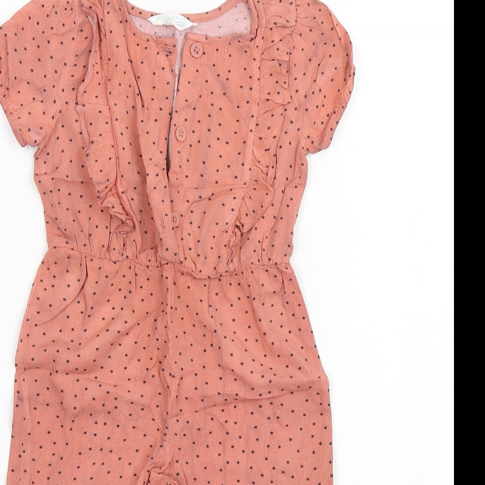 Primark Girls Pink Polka Dot Viscose Coverall One-Piece Size 9-12 Months