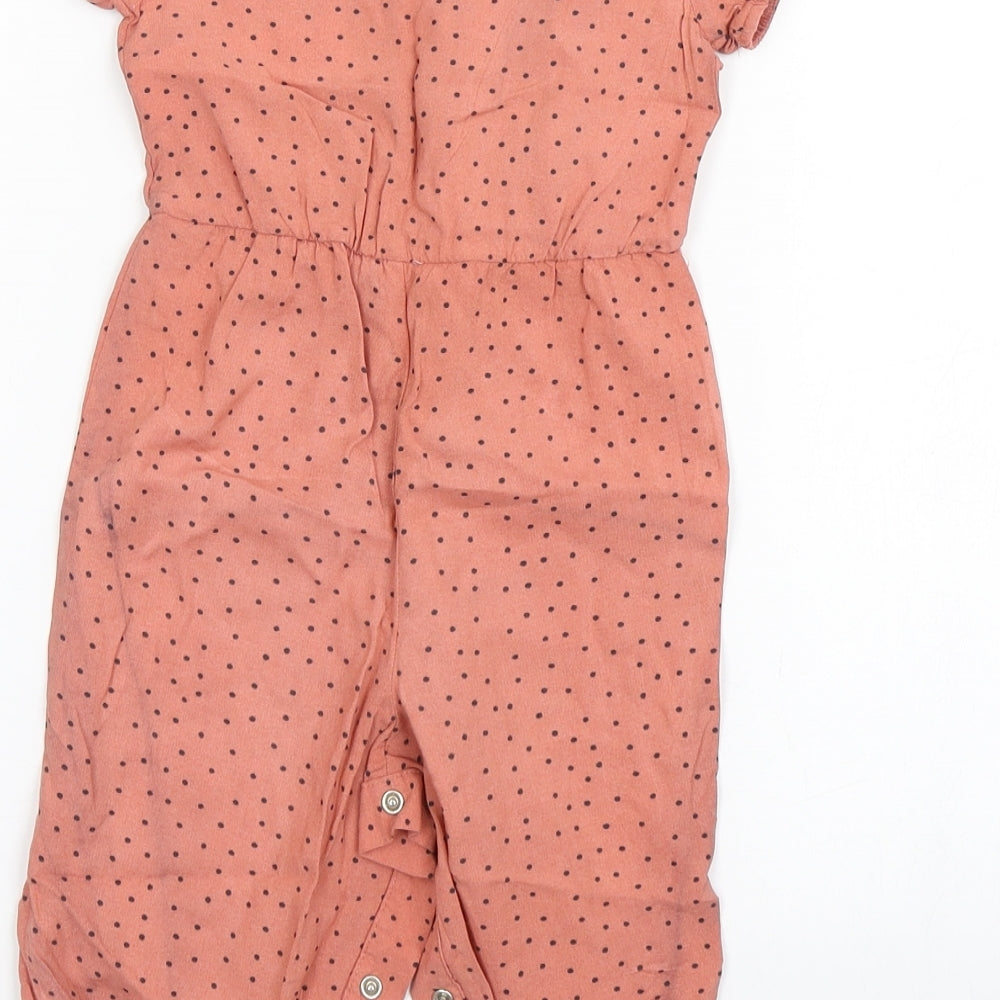 Primark Girls Pink Polka Dot Viscose Coverall One-Piece Size 9-12 Months