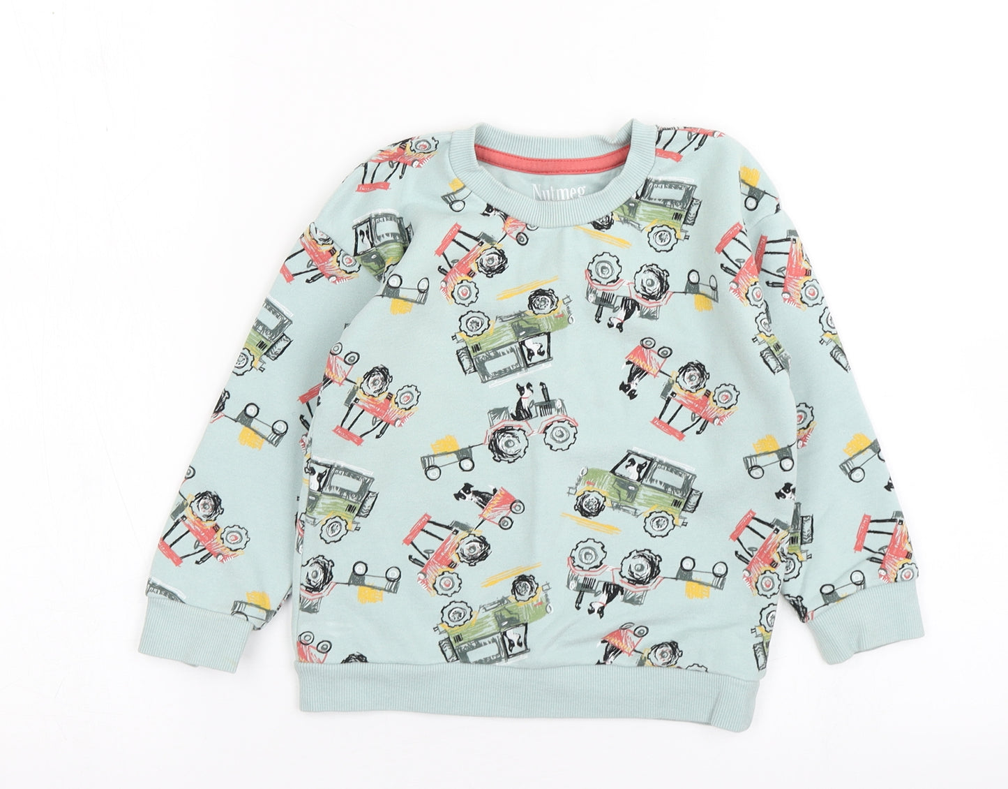 Nutmeg Boys Green  Cotton Pullover Sweatshirt Size 2-3 Years   - Tractor