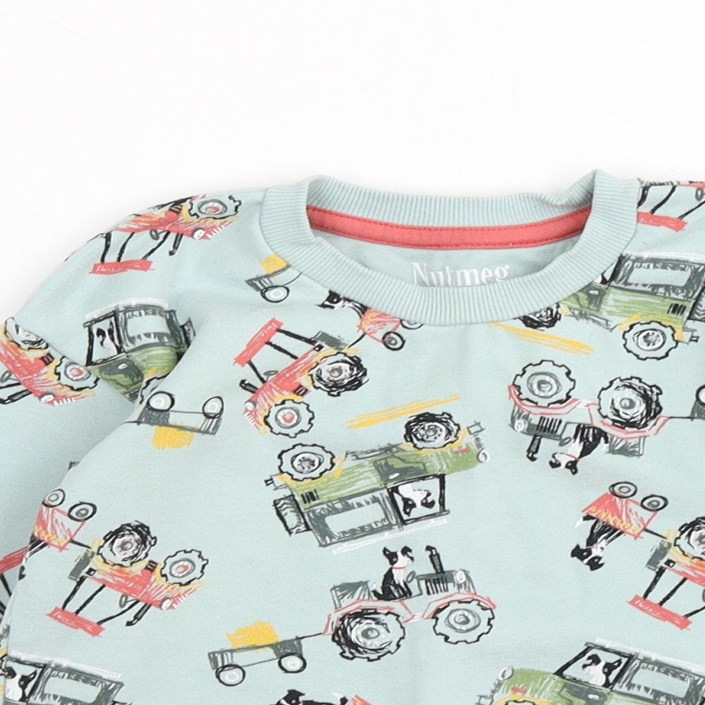 Nutmeg Boys Green  Cotton Pullover Sweatshirt Size 2-3 Years   - Tractor