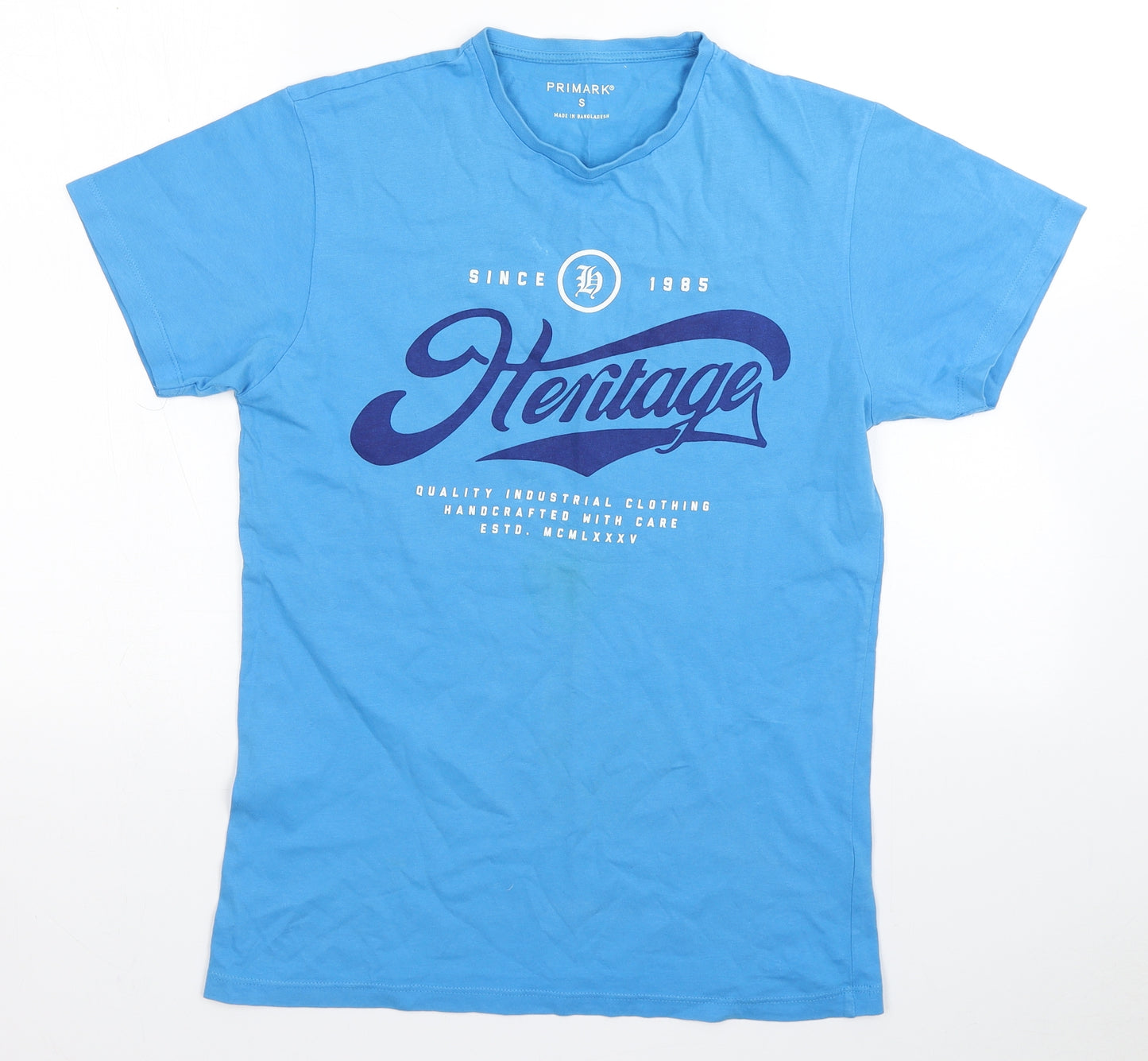 Primark Mens Blue  Cotton  T-Shirt Size S Round Neck