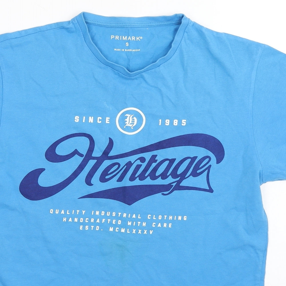 Primark Mens Blue  Cotton  T-Shirt Size S Round Neck