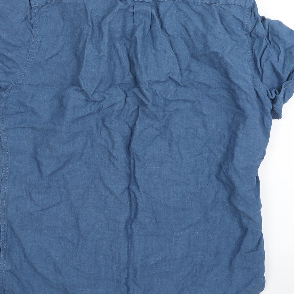 NEXT Mens Blue  Linen  Button-Up Size M Collared