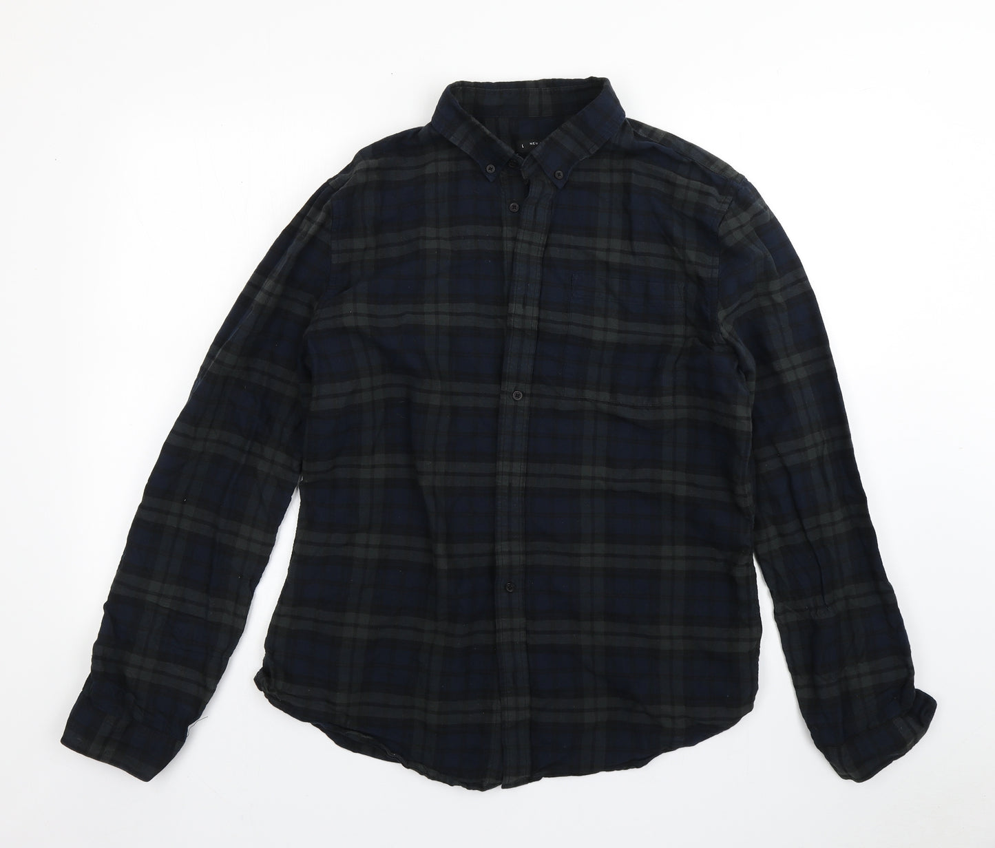 New Look Mens Multicoloured Plaid Cotton  Button-Up Size L Collared