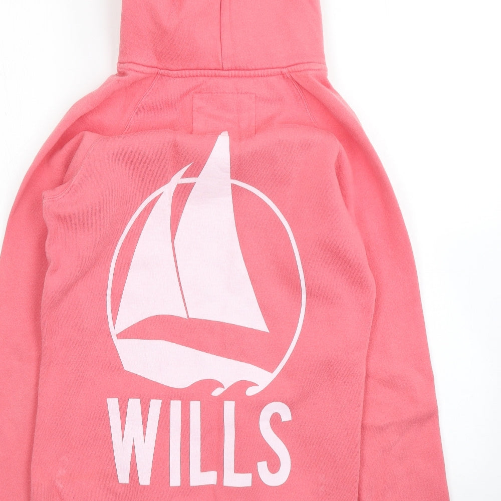 Jack Wills Womens Pink  Cotton Pullover Hoodie Size 8