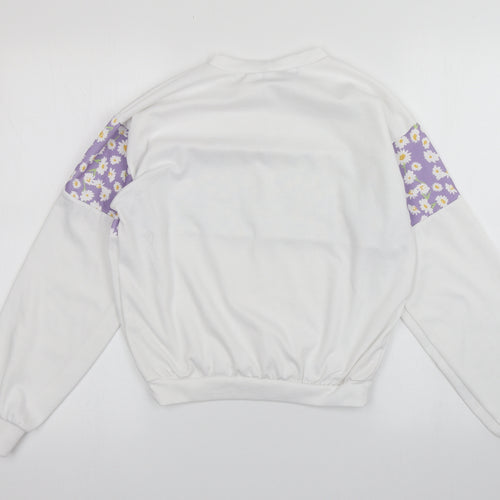 I SAW IT FIRST Womens White Floral Polyester Pullover Sweatshirt Size 6