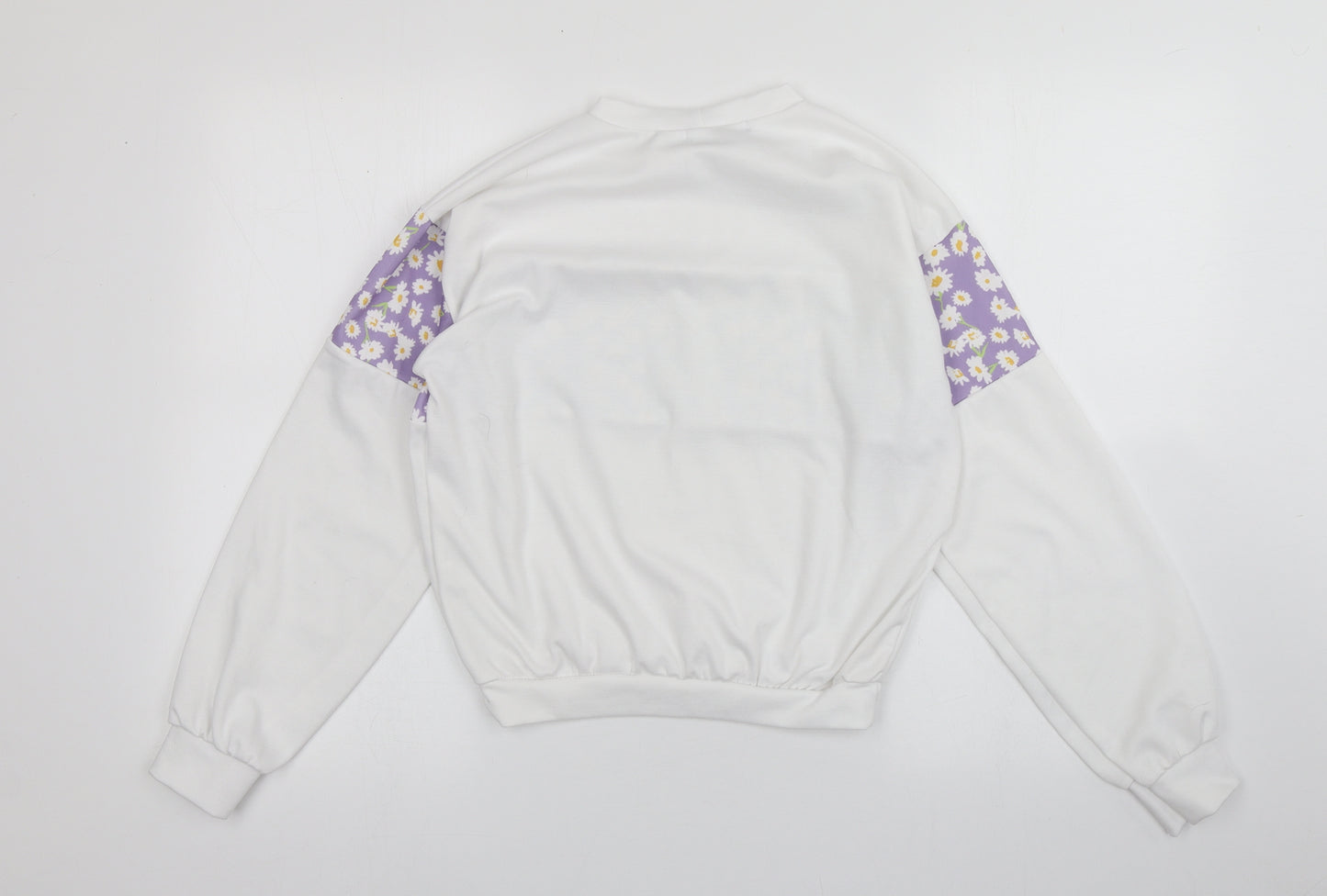 I SAW IT FIRST Womens White Floral Polyester Pullover Sweatshirt Size 6
