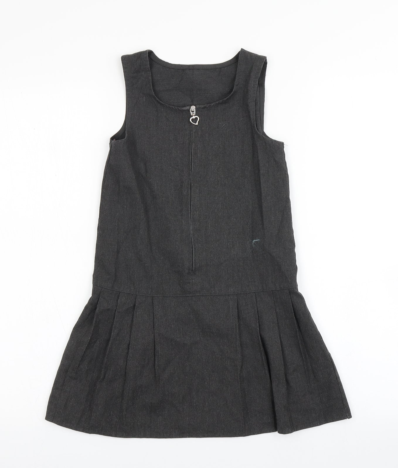 George Girls Grey  Polyester Pinafore/Dungaree Dress  Size 5-6 Years  Round Neck  - School Wear