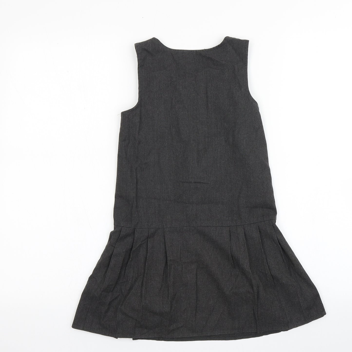 George Girls Grey  Polyester Pinafore/Dungaree Dress  Size 5-6 Years  Round Neck  - School Wear