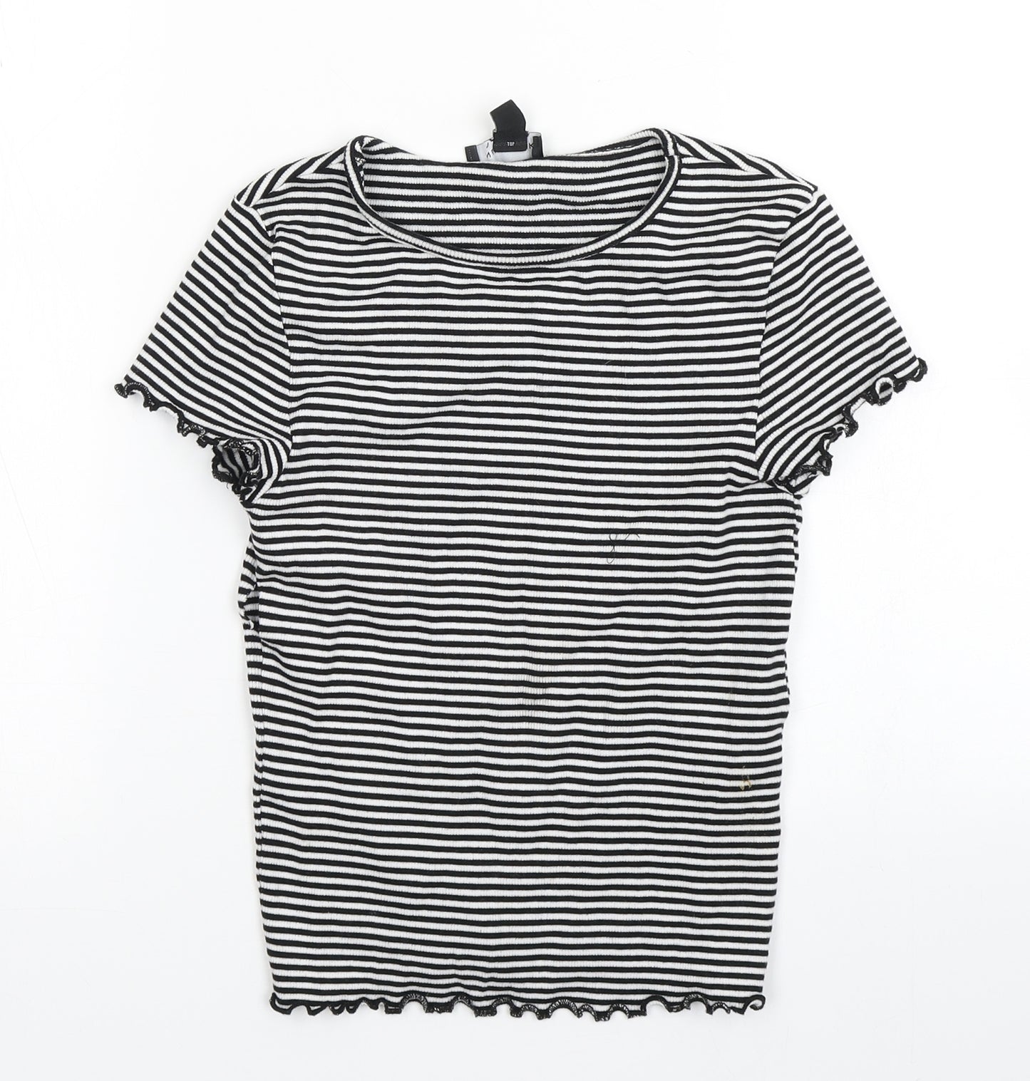 New Look Womens Multicoloured Striped Cotton Basic T-Shirt Size 6 Round Neck