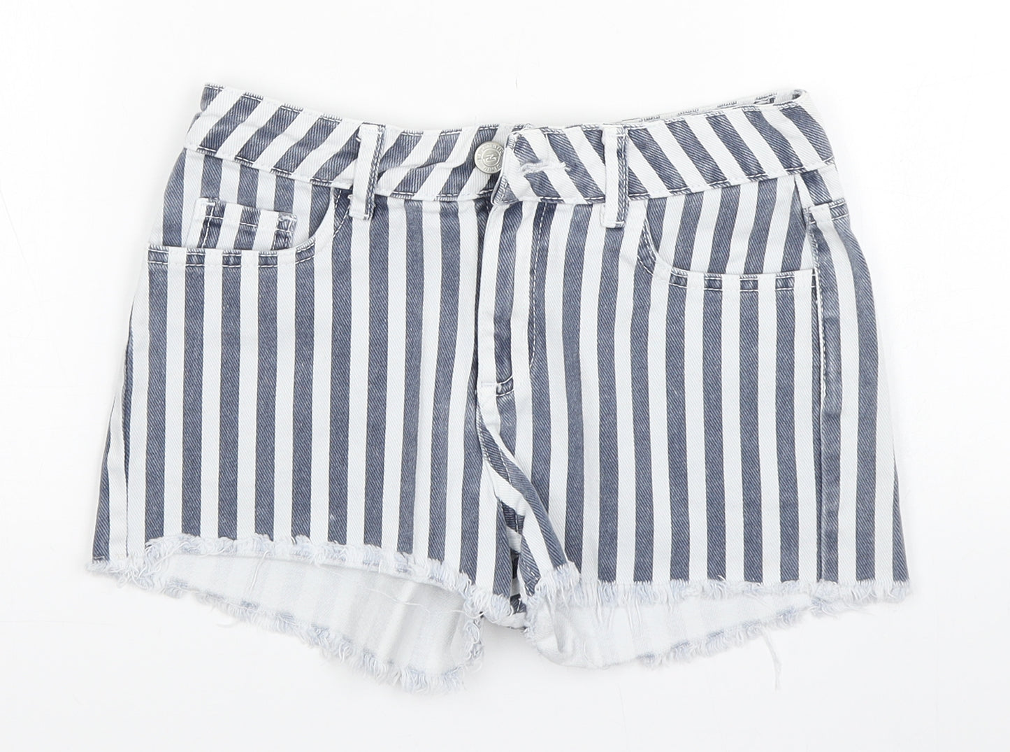 New Look Girls Multicoloured Striped Cotton Cut-Off Shorts Size 11 Years  Regular